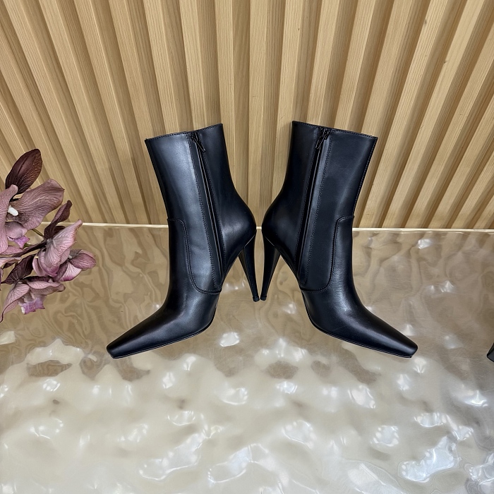 Black Pointed Toe Stiletto Heel Ankle Boots