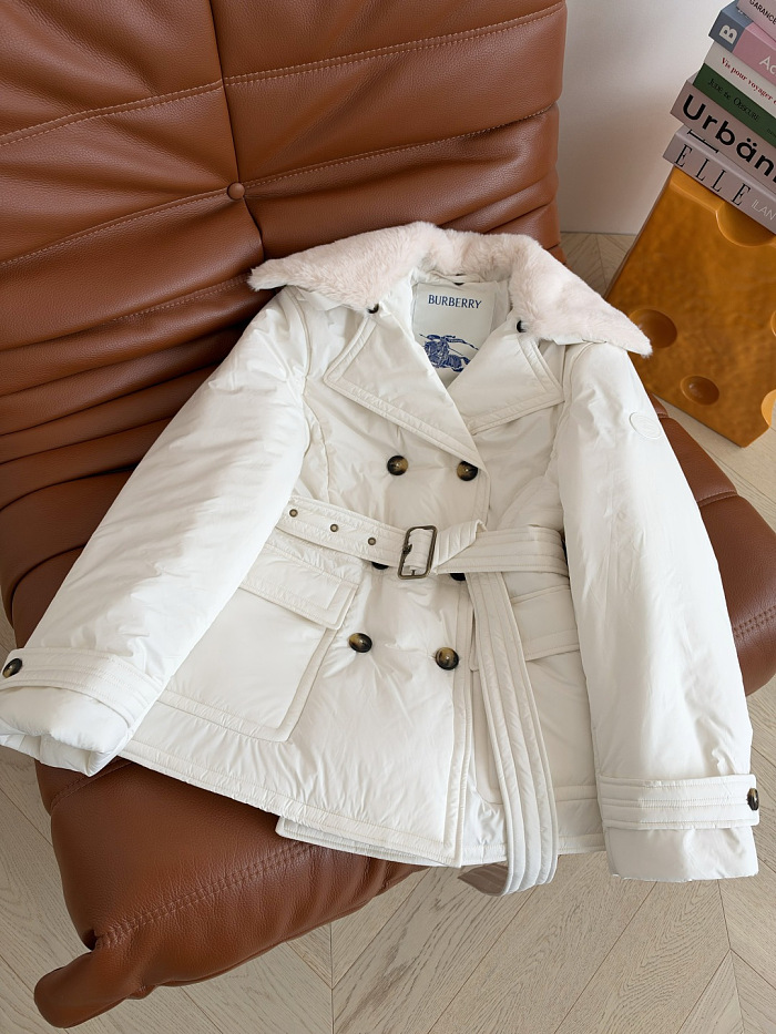 Detachable Faux Fur Collar Belted Puffer Coat With Icon Detail