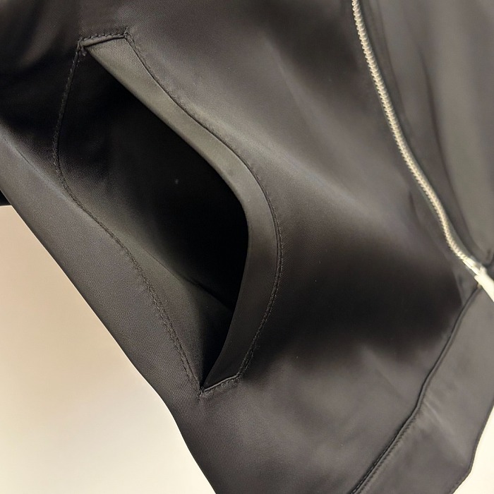 Satin Embroidered Letter Print High Neck Zip Up Jacket
