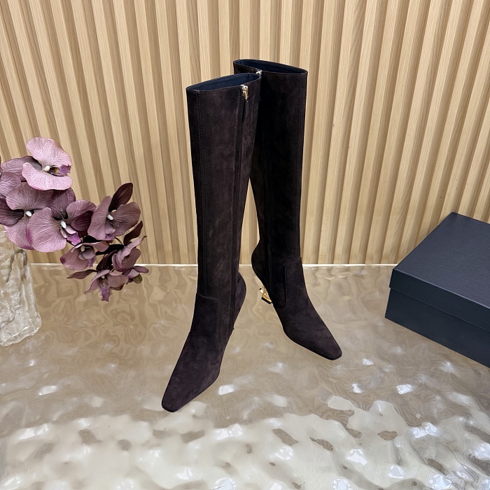 Pointed Toe Suede High Heel Boots