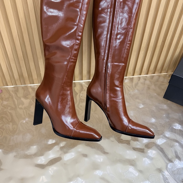 Pointed Toe High Heel Knee High Boots With Side Zipper