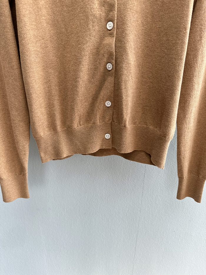Classic Embroidered Icon Detail Pima Cotton Knit Cardigan