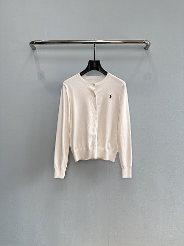 Classic Embroidered Icon Lightweight Pima Cotton Knit Cardigan