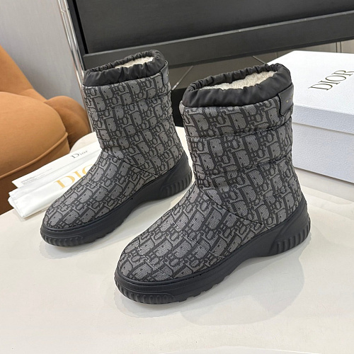 Monogram Pattern Waterproof Winter Snow Boots With Thick Sole
