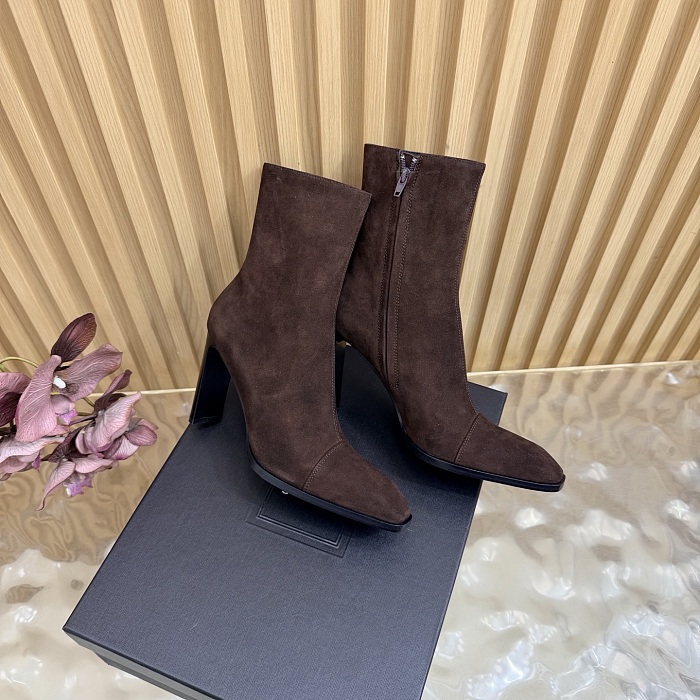 Suede Pointed Toe High Heel Ankle Boots