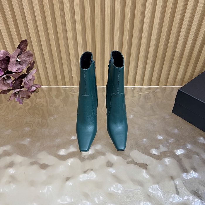 Green Pointed Toe Stiletto Heel Ankle Boots
