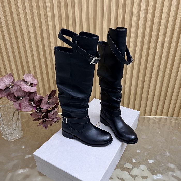 Knee High Buckled Leather Boots