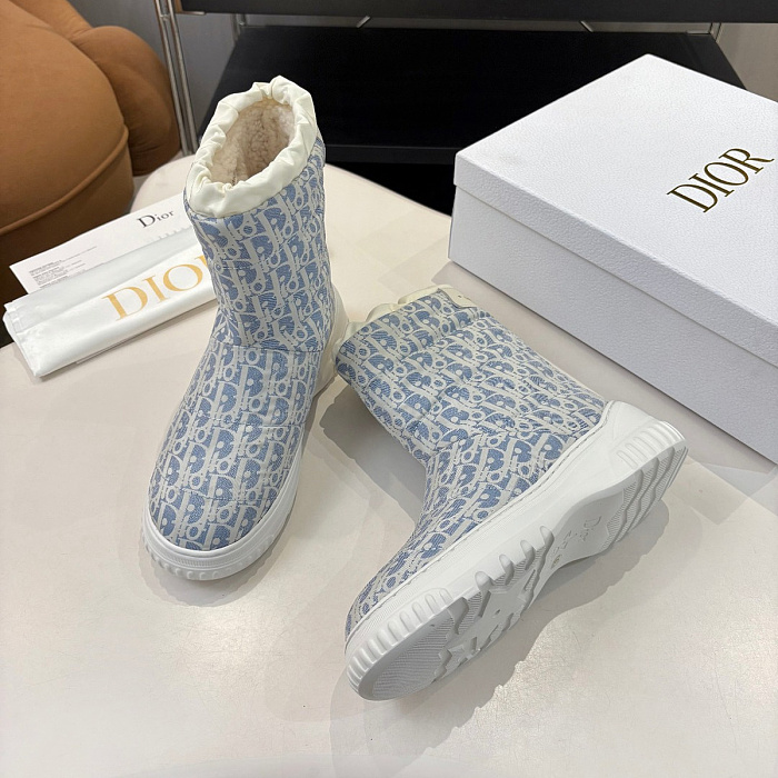 Monogram Pattern Print Fleece Lined Winter Snow Boots