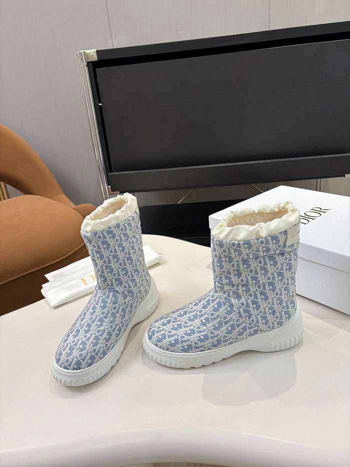 Monogram Pattern Print Fleece Lined Winter Snow Boots