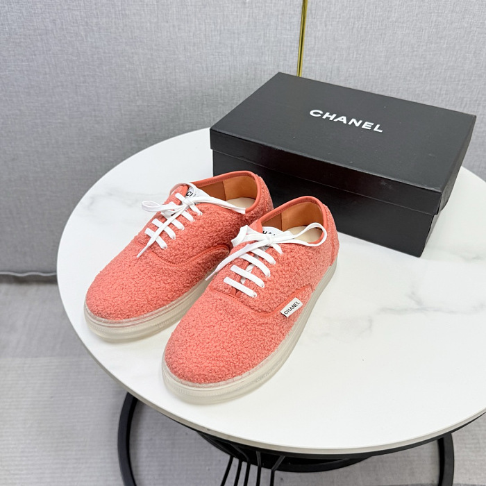Pink Teddy Fleece Lace-Up Low-Top Sneakers