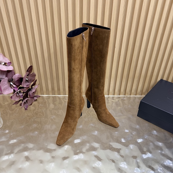Pointed Toe Suede High Heel Knee High Boots