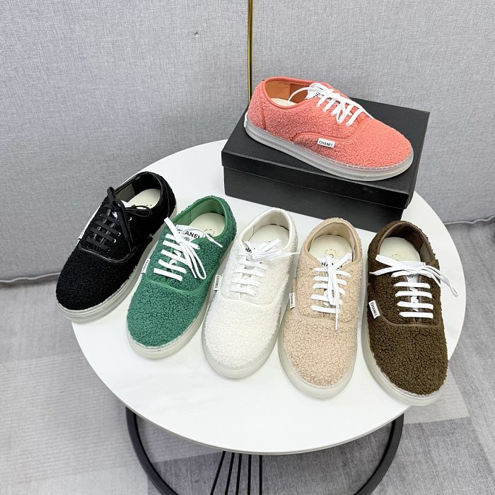 Fuzzy Sherpa Lace Up Casual Sneakers With Transparent TPU Sole