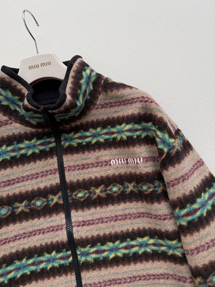 Classic Fair Isle Jacquard Drawstring Hem Oversized Fleece Jacket