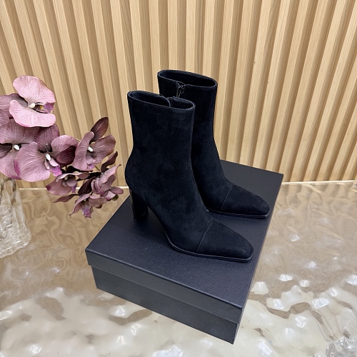 Black Suede Pointed Toe High Heel Ankle Boots