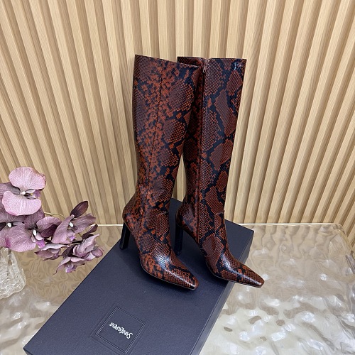 Pointed Toe High Heel Snake Print Boots