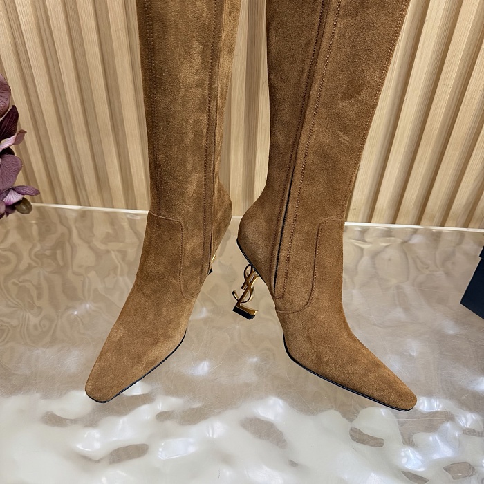 Suede Pointed Toe Stiletto High Heel Knee High Boots