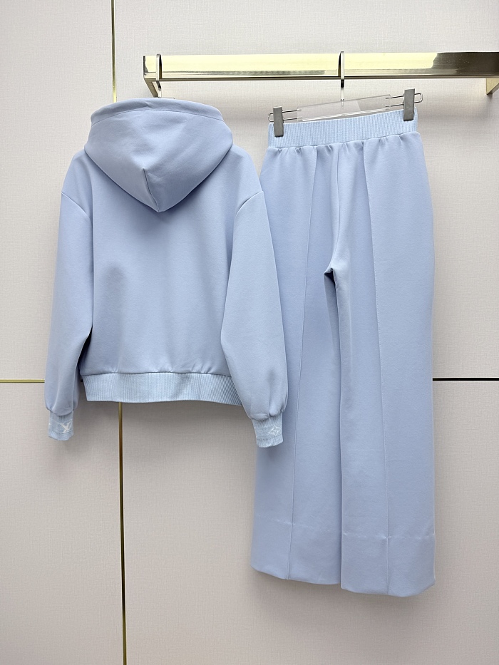 Monogram Jacquard Zip Up Hoodie And Slit Sweatpants Set