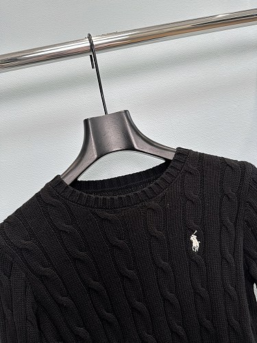 Preppy Cable Knit Ribbed Hem Crewneck Cotton Pullover Sweater