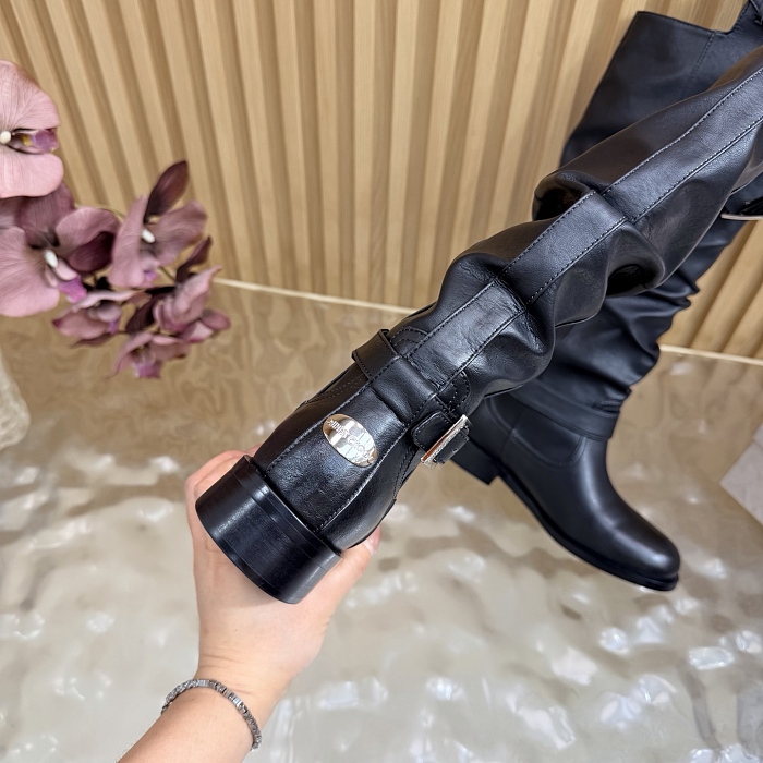 Knee High Buckled Leather Boots