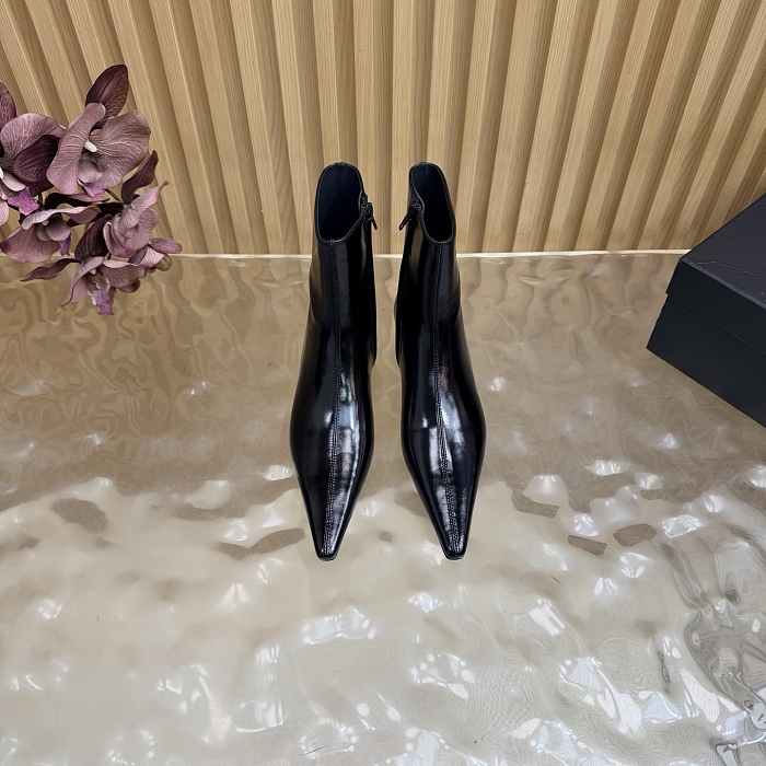 Pointed Toe Side Zip High Heel Ankle Boots