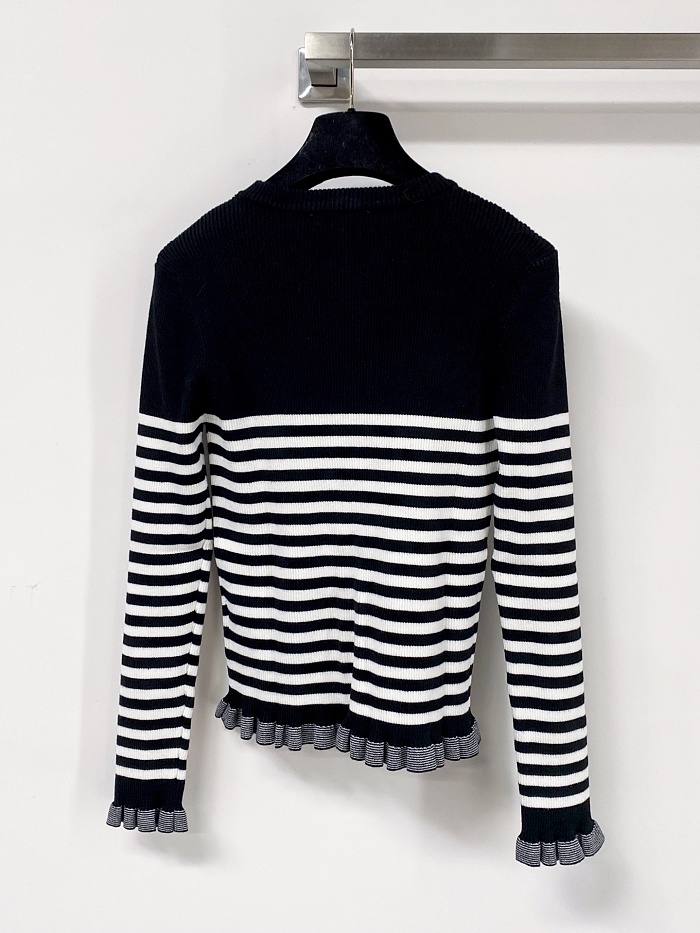 Slim Fit Letter Print Long Sleeve Ribbed Knit Top