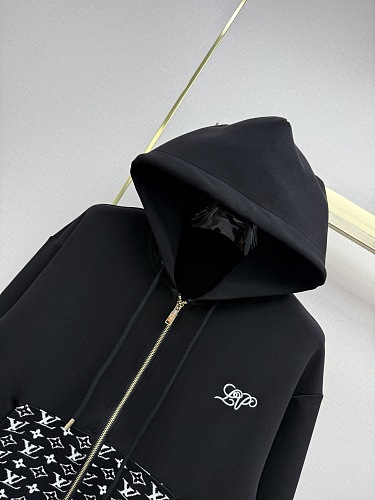 Monogram Jacquard Zip Up Hoodie And Split Hem Jogger Set