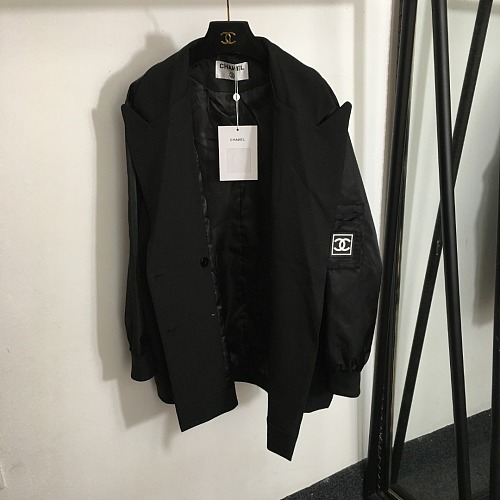 Chic Double Breasted Vintage Graphic Print Sleeve Pocket Blazer