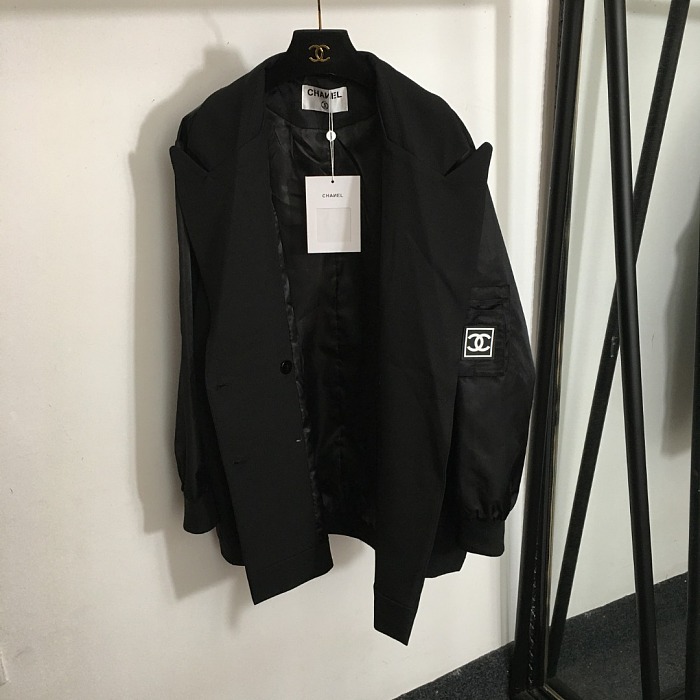 Chic Double Breasted Vintage Graphic Print Sleeve Pocket Blazer
