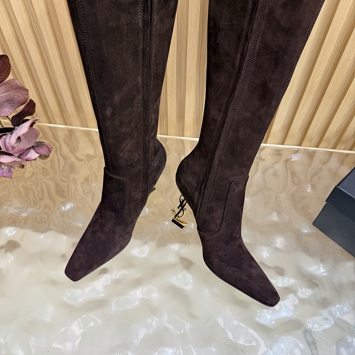 Pointed Toe Suede High Heel Boots