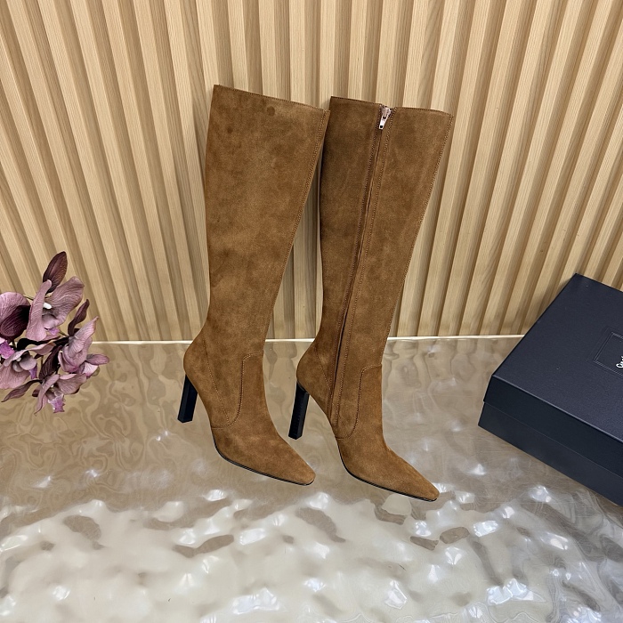 Pointed Toe Suede High Heel Knee High Boots
