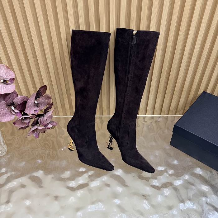 Pointed Toe Suede High Heel Boots