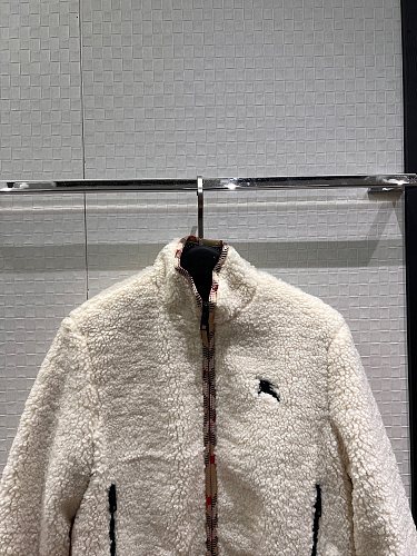 Embroidered Icon Detail Stand Collar Teddy Fleece Zip Up Jacket