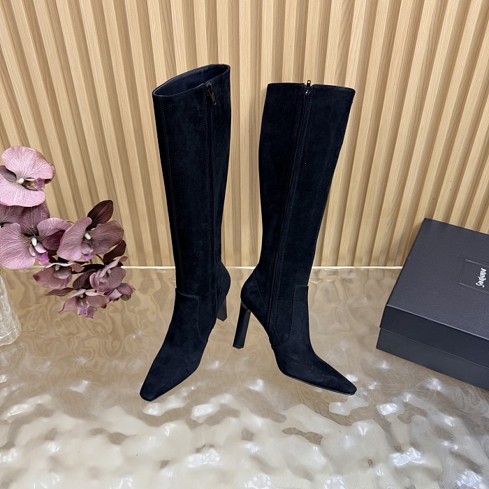 Suede Pointed Toe Stiletto High Heel Knee High Boots