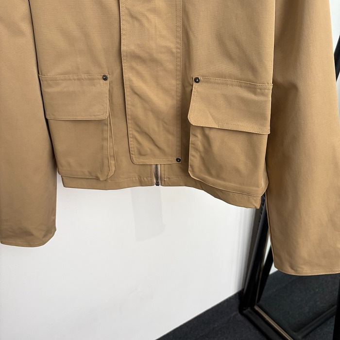 Corduroy Lapel Long Sleeve Utility Trench Coat With Back Graphic Patch