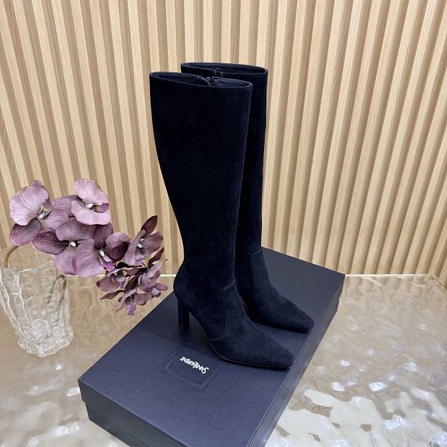 Suede Pointed Toe Stiletto High Heel Knee High Boots