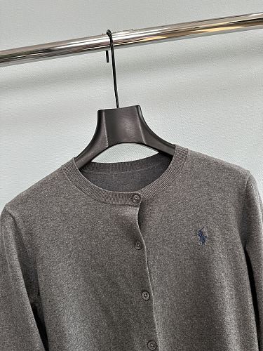 Classic Icon Detail Ribbed Pima Cotton Knit Cardigan