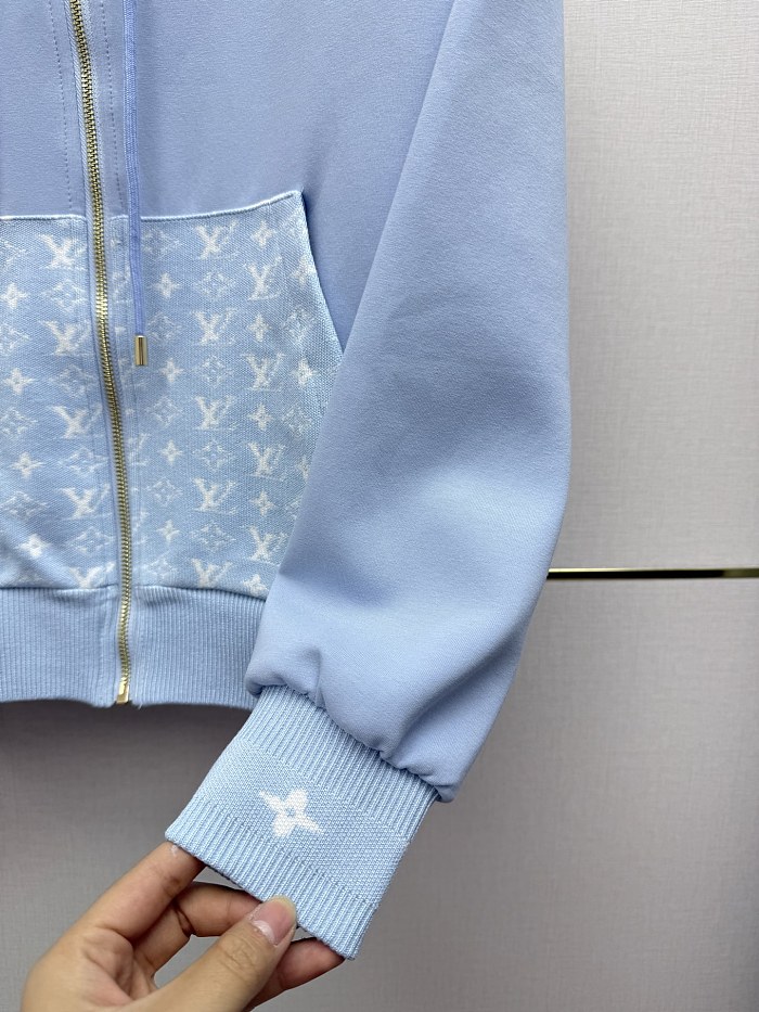 Monogram Jacquard Zip Up Hoodie And Slit Sweatpants Set