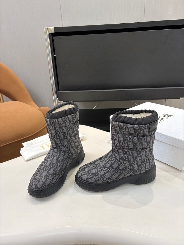 Monogram Pattern Waterproof Winter Snow Boots With Thick Sole