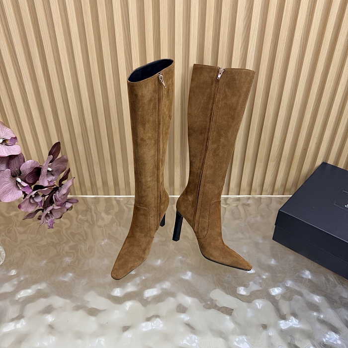 Pointed Toe Suede High Heel Knee High Boots