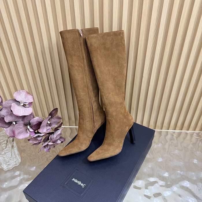 Pointed Toe Suede High Heel Knee High Boots