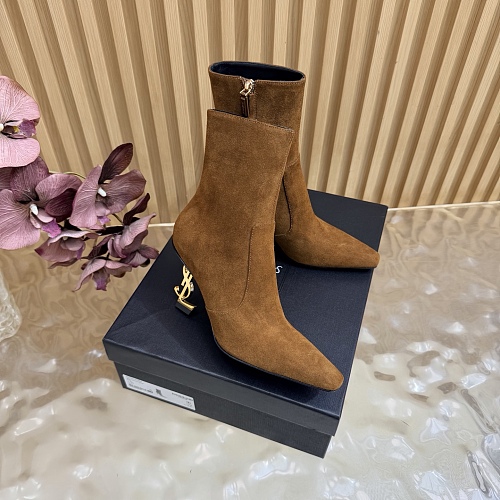 Pointed Toe Suede Heeled Ankle Boots With Metal Heel Detail