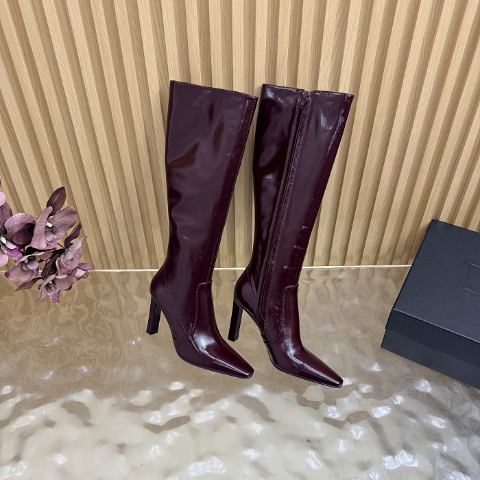 Burgundy Pointed Toe High Heel Boots