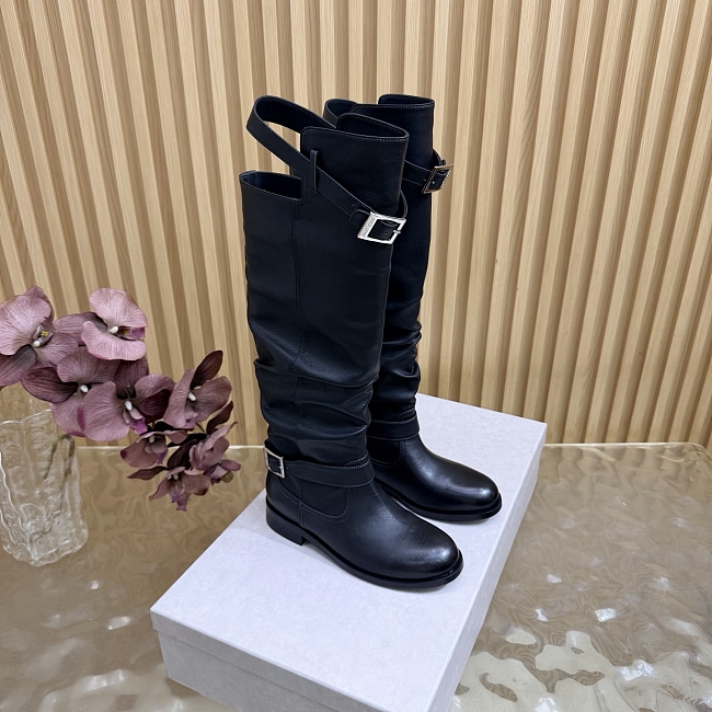 Knee High Buckled Leather Boots