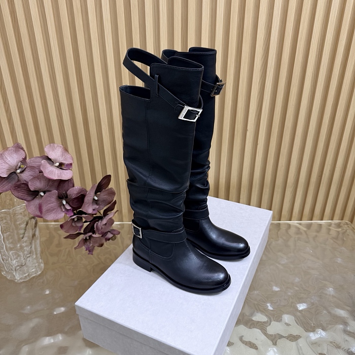 Knee High Buckled Leather Boots
