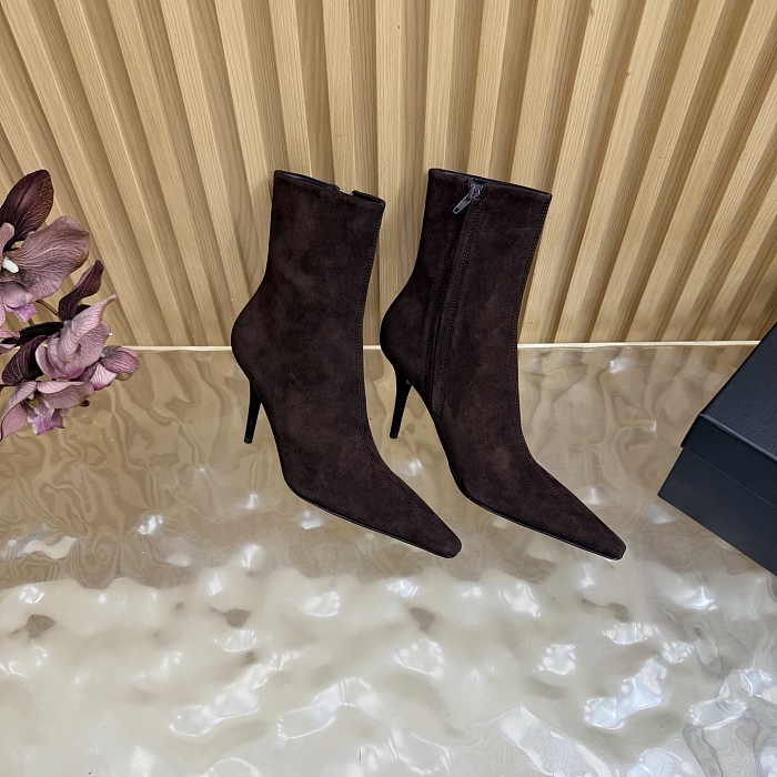 Pointed Toe Stiletto High Heel Suede Ankle Boots