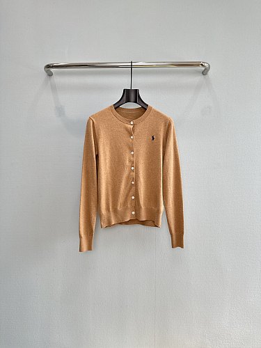 Classic Embroidered Icon Detail Pima Cotton Knit Cardigan