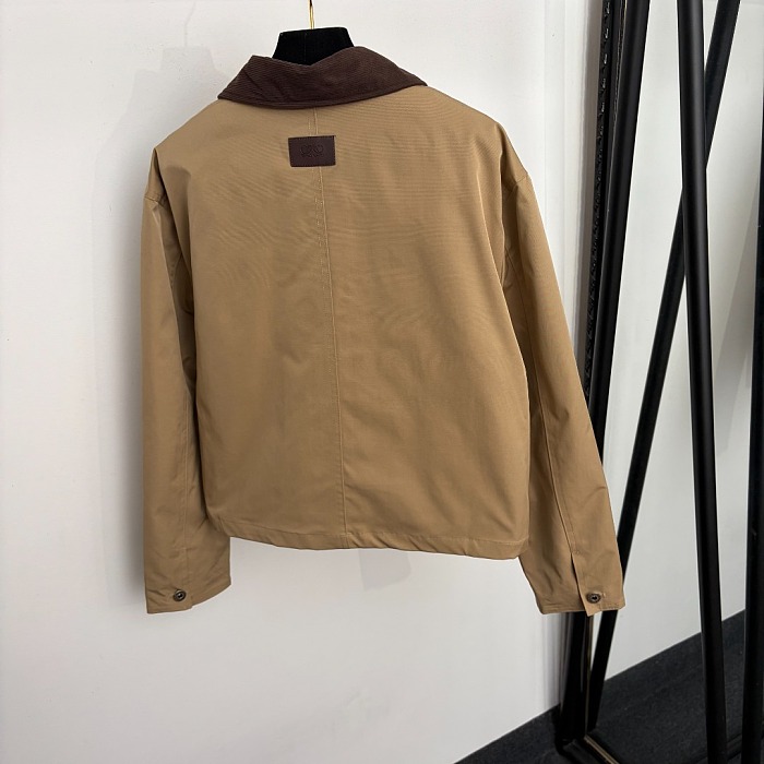 Corduroy Lapel Long Sleeve Utility Trench Coat With Back Graphic Patch