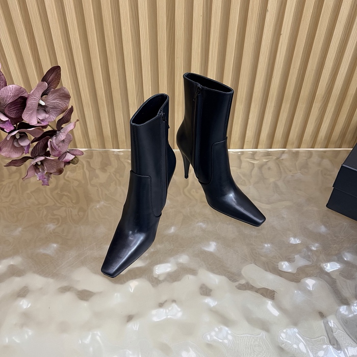 Black Pointed Toe Stiletto Heel Ankle Boots