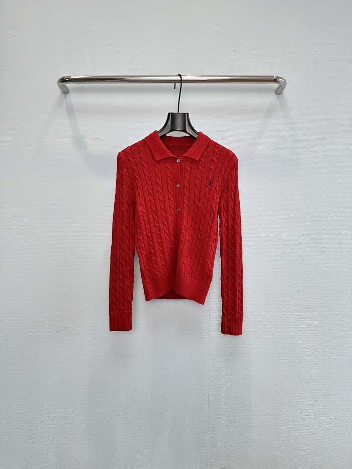 Preppy Cable Knit Cropped Button Up Cardigan
