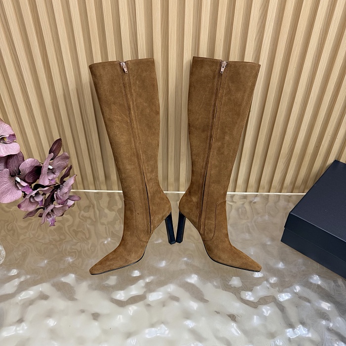 Pointed Toe Suede High Heel Knee High Boots